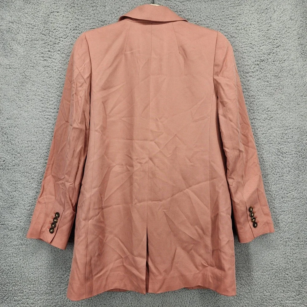 Madewell Rosy Pink Linen Blend Blazer Womens XXS Single‎ Button Lapel Collar